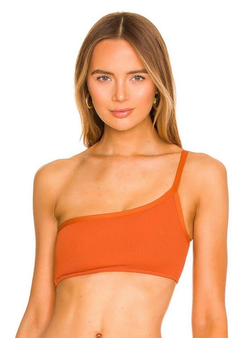 L*Space Axel Bikini Top in Amber Brown One Shoulder Size Small NWT